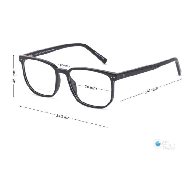 Mens' Stylish, Classy Full-Rim Square Eyeglasses in Shiny Black - Image 2