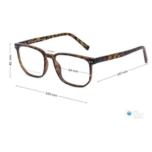 Mens' Stylish, Classy Full-Rim Square Eyeglasses in Shiny Tortoise Shell - Image 2