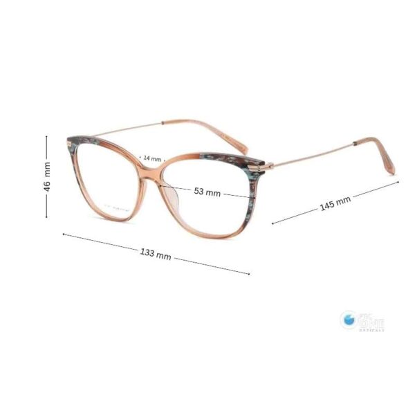 Women's Large Brown Cat-Eye Eyeglasses Elegant Thin Gold Metal Arms - Image 2