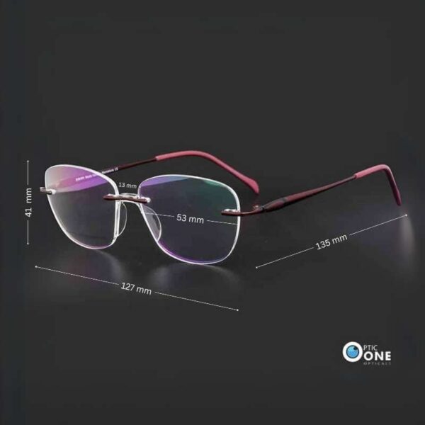 Women's Lightweight Rimless Eyeglasses without Nosepads - Maroon - Image 2