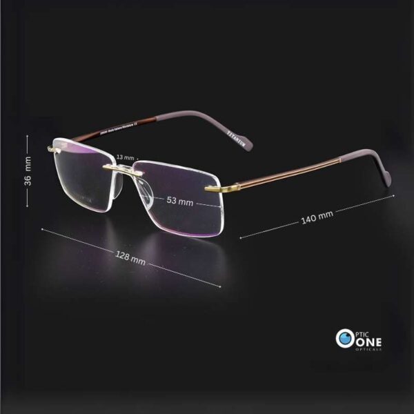 Lightweight Rimless Eyeglasses with Fixed-Nose Pad - Gold - Image 2