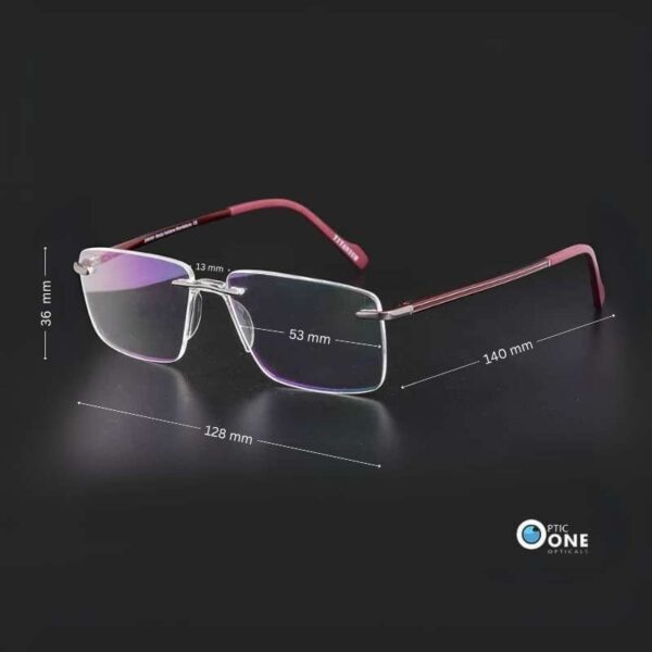 Unisex Lightweight Rimless Eyeglasses with Fixed-Nose Pad - Maroon - Image 2