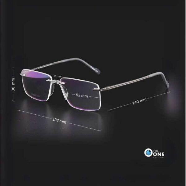 Lightweight Rimless Eyeglasses with Fixed-Nose Pad - Gunmetal - Image 2