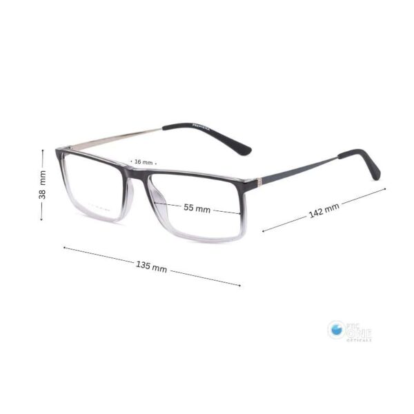 Men's Stylish Sharp Rectangle Glasses In Dual Tone Black and Clear - Image 2