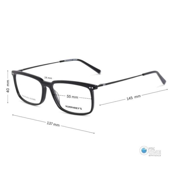 HUMPHREY'S Eyewear | Men's Stylish Rectangle Glasses Shiny Black - Image 2