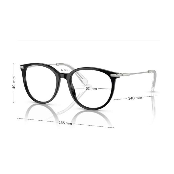 Swarovski SK2009 1001 Shiny Black Acetate Round Eyeglasses With Thin Arms - Image 2