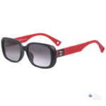 Women's Stylish Sunglasses - Matte Black/Red Frame, Gradient Gray Lenses
