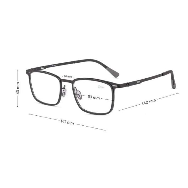 Men's Black Eyeglasses | Square metal Frame - Image 2
