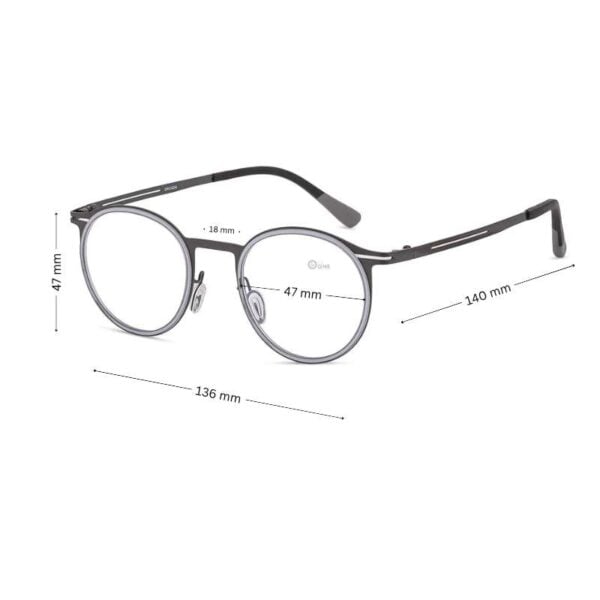 Round Unisex Matte Gray Eyeglasses - Image 2