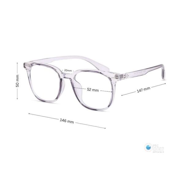 Unisex Transparent Gray Square Glasses - Image 2