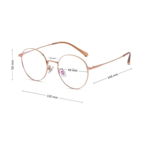 Women's Round Rosegold Eyeglasses, Lightweight Titanium - Image 2