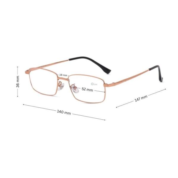 Rose Gold Rectangular Titanium Eyeglasses 52mm for Small Faces - Image 2