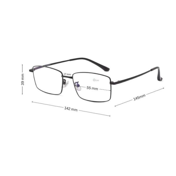 Men’s Black Titanium Rectangular Full-Rim Lightweight Metal Eyeglasses  55mm - Image 2