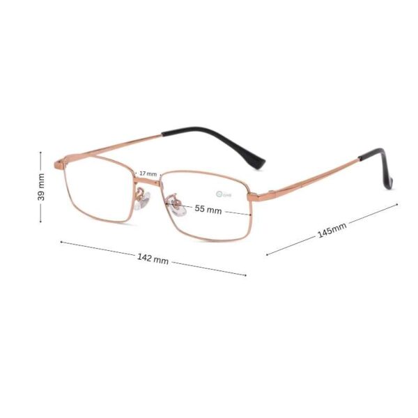Men’s Rose Gold Titanium Rectangular  Full-Rim Lightweight Metal Eyeglasses  55mm - Image 2
