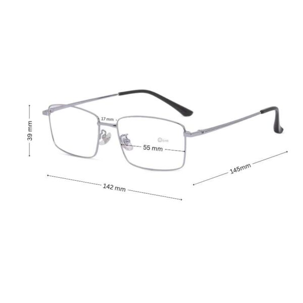 Men’s Silver Titanium Rectangular Full-Rim Lightweight Metal Eyeglasses  55mm - Image 2