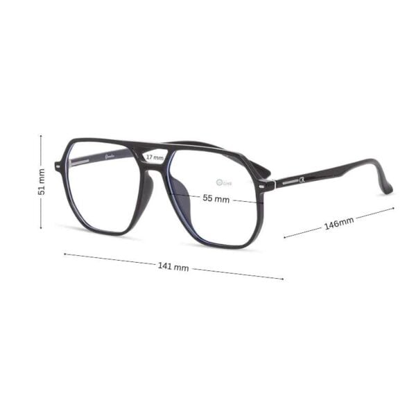 Large Black Square Aviator Men's Eyeglasses- Lightweight TR90 Double Bridge Glasses - Image 2