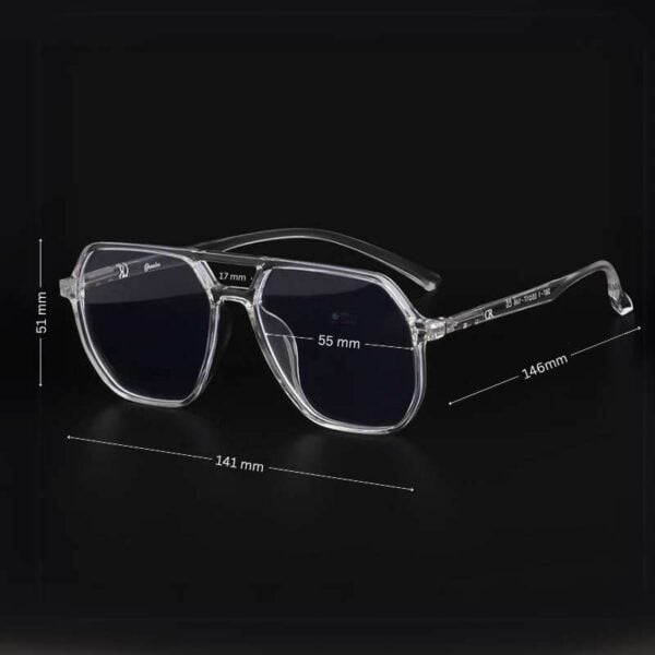 Men's Large Clear Square Aviator Eyeglasses with Double Bridge - Image 2