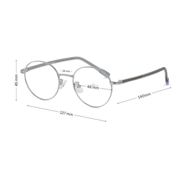 Unisex Round Lightweight Eyeglasses Silver - Image 2