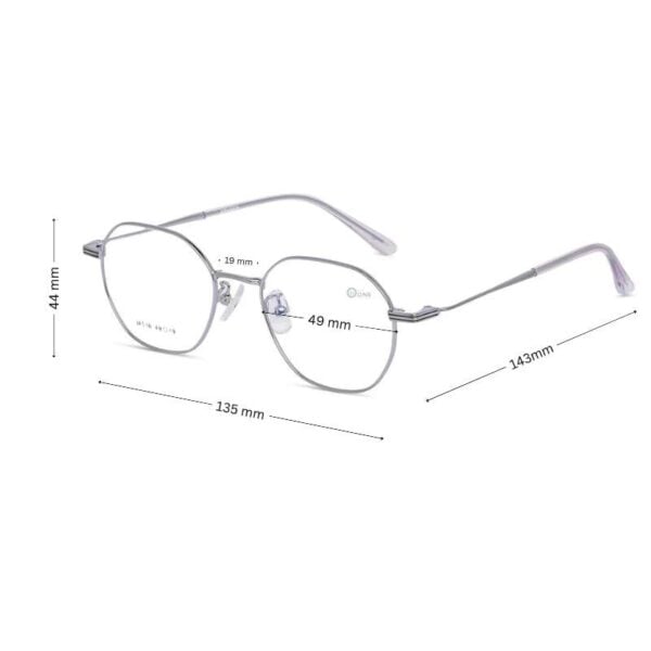 Women's Small Hexagon Silver Eyeglasses - Image 2