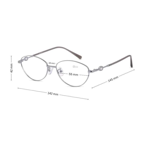 Vintage Style Silver Oval Cat-Eye Metal Eyeglasses for Women - Image 2