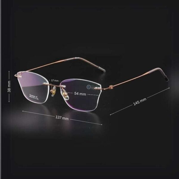 Budget-Friendly Lightweight Titanium Rose Gold Rimless Glasses for Women - Image 2