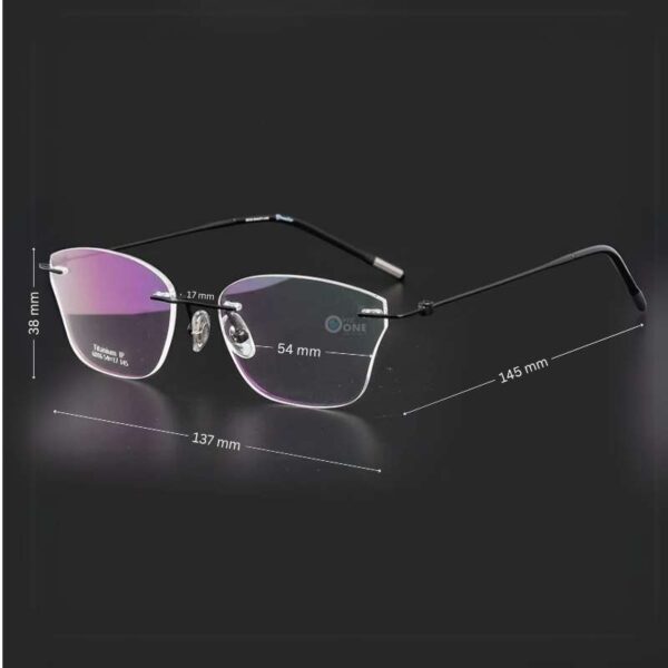 Thin Rimless Eyeglasses for Women | Lightweight IP Titanium- Black - Image 2