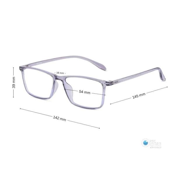 Mens' Eyeglasses Lightweight Slim TR90 Plastic Eyeglasses in Transparent Gray - Image 2