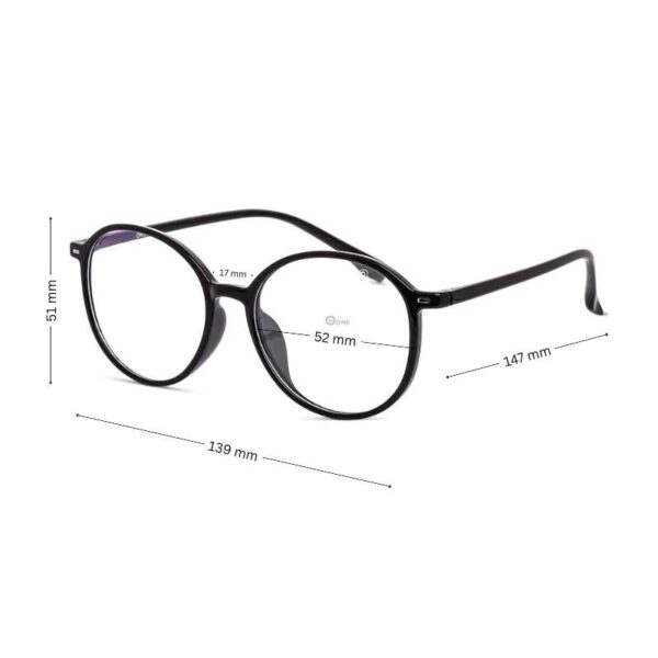 Oversized Matte Black Round Eyeglasses in Lightweight Plastic for Men & Women - Image 2
