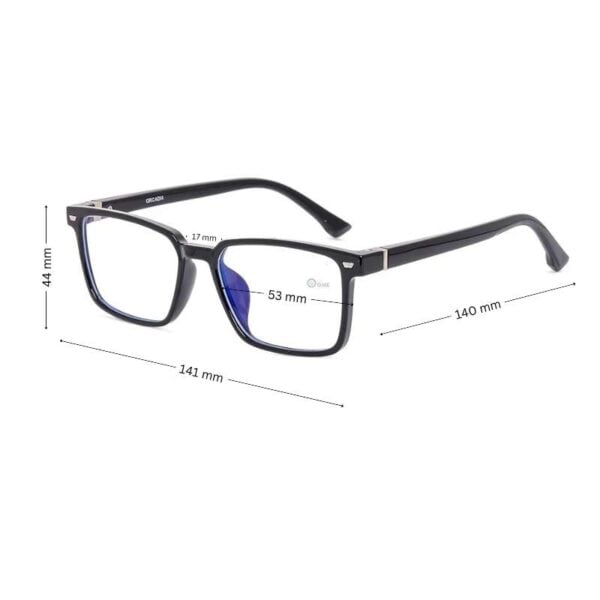 Men's Rectangle Shiny Black Eyeglasses - Image 2