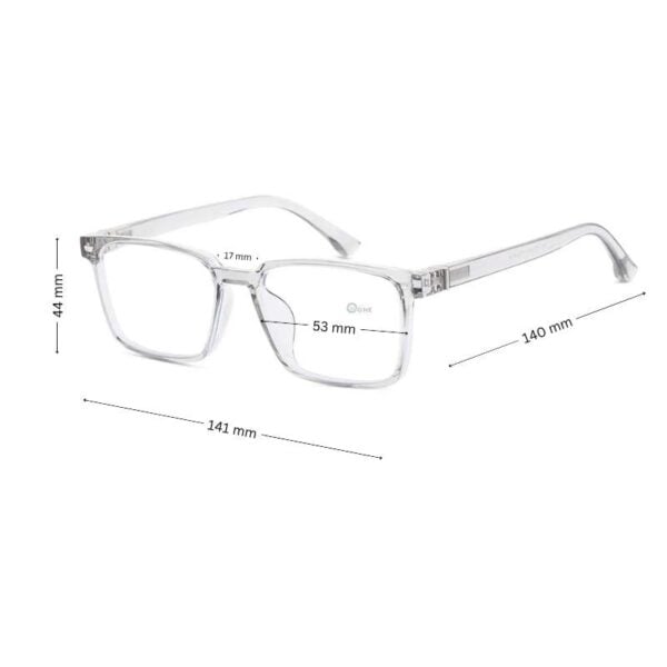 Men's Rectangle Transparent Gray Eyeglasses - Image 2