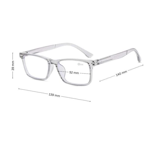 Men's Rectangle Transparent Gray Eyeglasses - Image 2