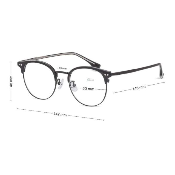 Unisex Round Clubmaster Eyeglasses Shiny Black - Image 2