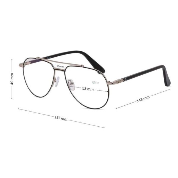 Men’s Aviator Eyeglasses – Black-Silver Full-Rim Pilot Frame with Double Bridge - Image 2