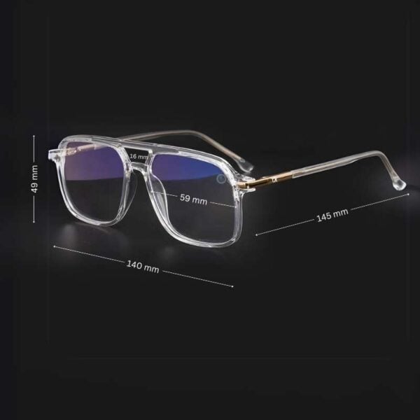 Men's Clear Square Aviator Eyeglasses XL Size - Image 2