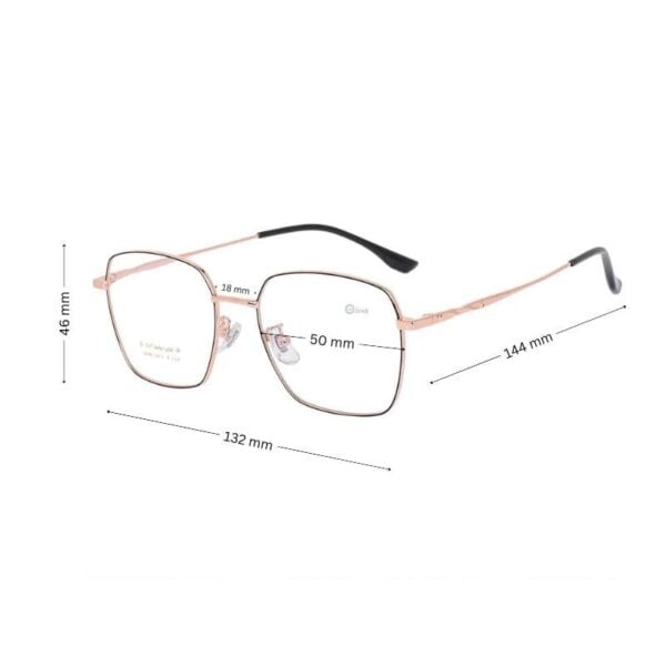 Women's Square Glasses Black-Rosegold,  Lightweight Titanium - Image 2