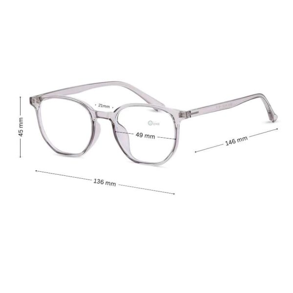 Transparent Light Gray Eyeglasses Lightweight Square Shape ,  Ideal for Small Faces - Image 2