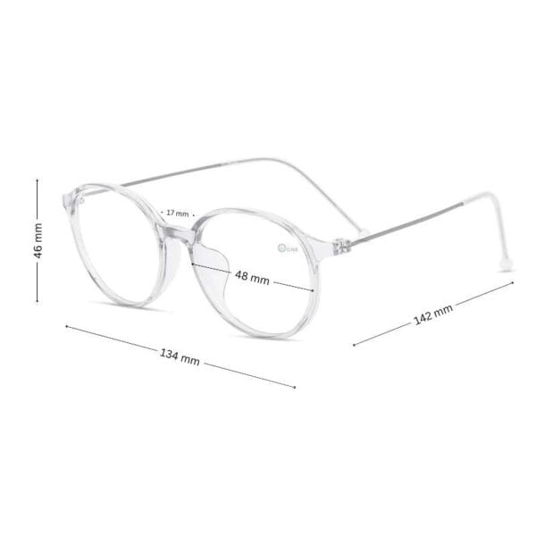 Unisex Lightweight Round Transparent Gray Eyeglasses with Thin Titanium Arms 48mm XS Size - Image 2