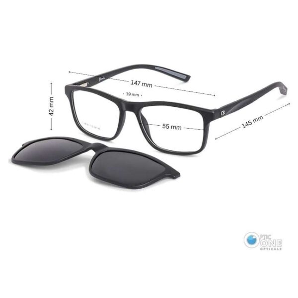 Men's Acetate Clip-On Eyeglasses Matte Black Frame - Image 2