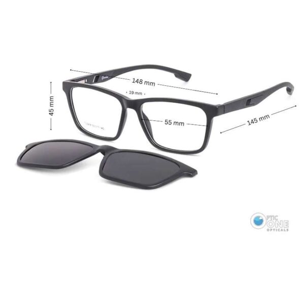 Men's Acetate Clip-On Eyeglasses Matte Black Frame - Image 2
