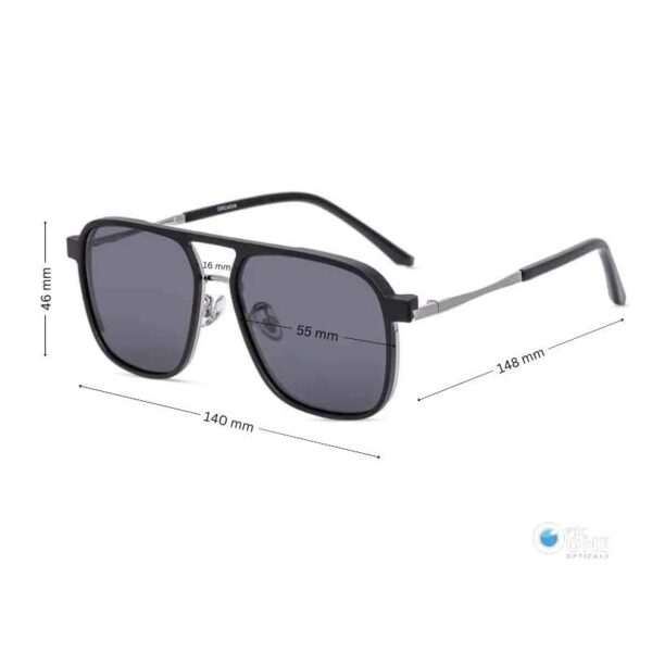 Men’s Large Full Metal Clip-On Eyeglasses Silver Frame - Image 2