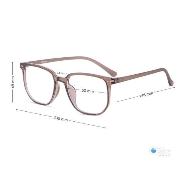 Lightweight , Stylish Unisex High-Bridge Square Eyeglasses in Transparent Brown - Image 2