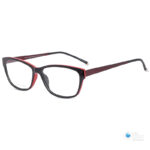 Women's Semi-Cat Eye Glasses – Black & Red, Lightweight Frame