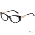 Women's Irregular Shiny Black Glasses - Full-Rim Modern Design