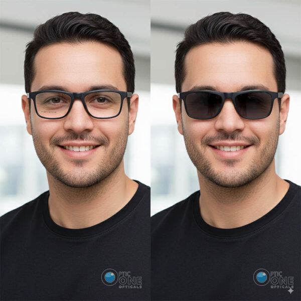 Men’s Rectangular Acetate Clip-On Glasses with Polarized Sunglasses in UAE