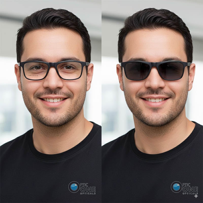 Men’s Rectangular Acetate Clip-On Glasses with Polarized Sunglasses in UAE