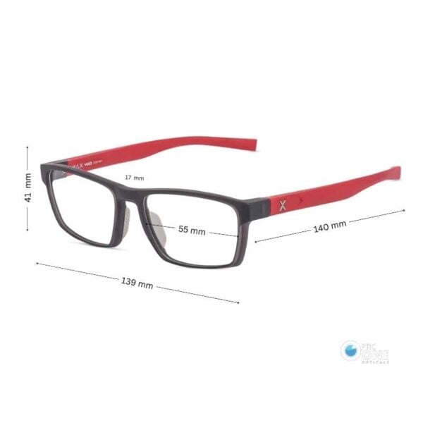 Hilx Vizo Realm HX00403A Matte Gray/Red Active Lifestyle Eyeglasses - Image 2