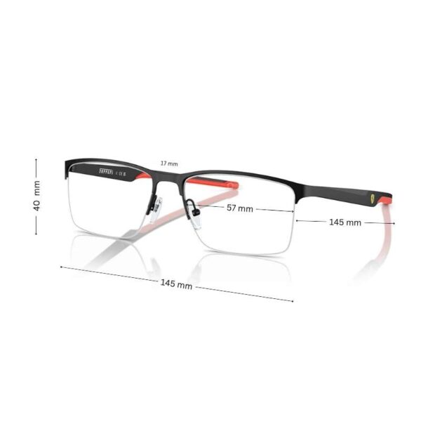 Scuderia Ferrari Men's Half-Rim Eyeglasses FZ7003 - Rectangular, Brushed Dark Gunmetal - Image 2