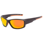 IZ491 Polarized Sports Sunglasses Matte Brown Frame with Orange Mirror Lenses