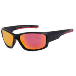IZ491 Polarized Sports Sunglasses Matte Black Frame with orange Mirror Lenses