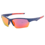 IZ496 Polarized Sports Sunglasses , Matte Blue Frame & Orange Mirror Lenses